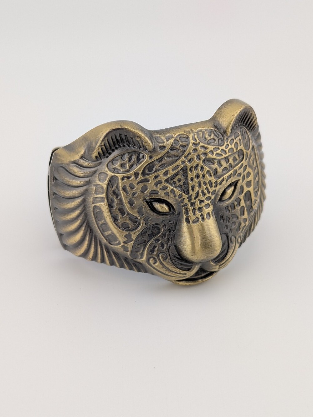 Bronze Leopard Head Bracelet • Big Cat Clamper